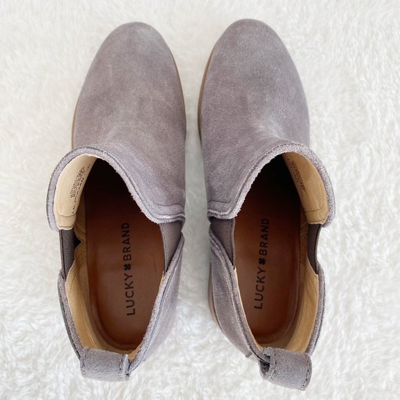 Lucky Brand Women's Pogan Ankle Bootie, Coffee Rustic Suede, Gray, Size 7.5M - Picture 6 of 8